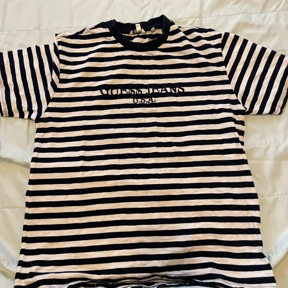 Guess Jeans x ASAP Rocky Striped Tee Shirt Size Medium - Picture 2 of 3